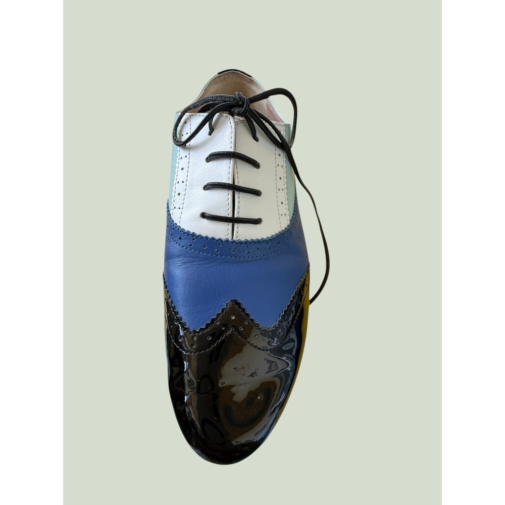 Shoes of Prey Blue Colorblock Leather Wingtip Oxford Brogues 39 UNISEX